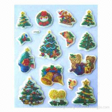 Christmas Foam Sticker with Safe and Nontoxic Materials, Various Designs are Available